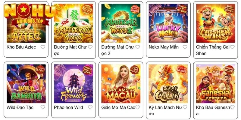 Slot game Nohu cung cấp đa dạng những lựa chọn hàng đầu